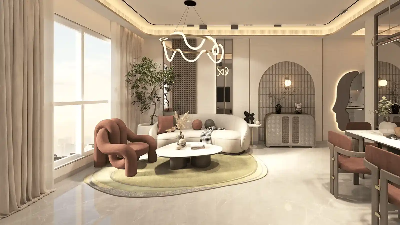 Luxurious living room interior at SNN Electronic City Phase 1